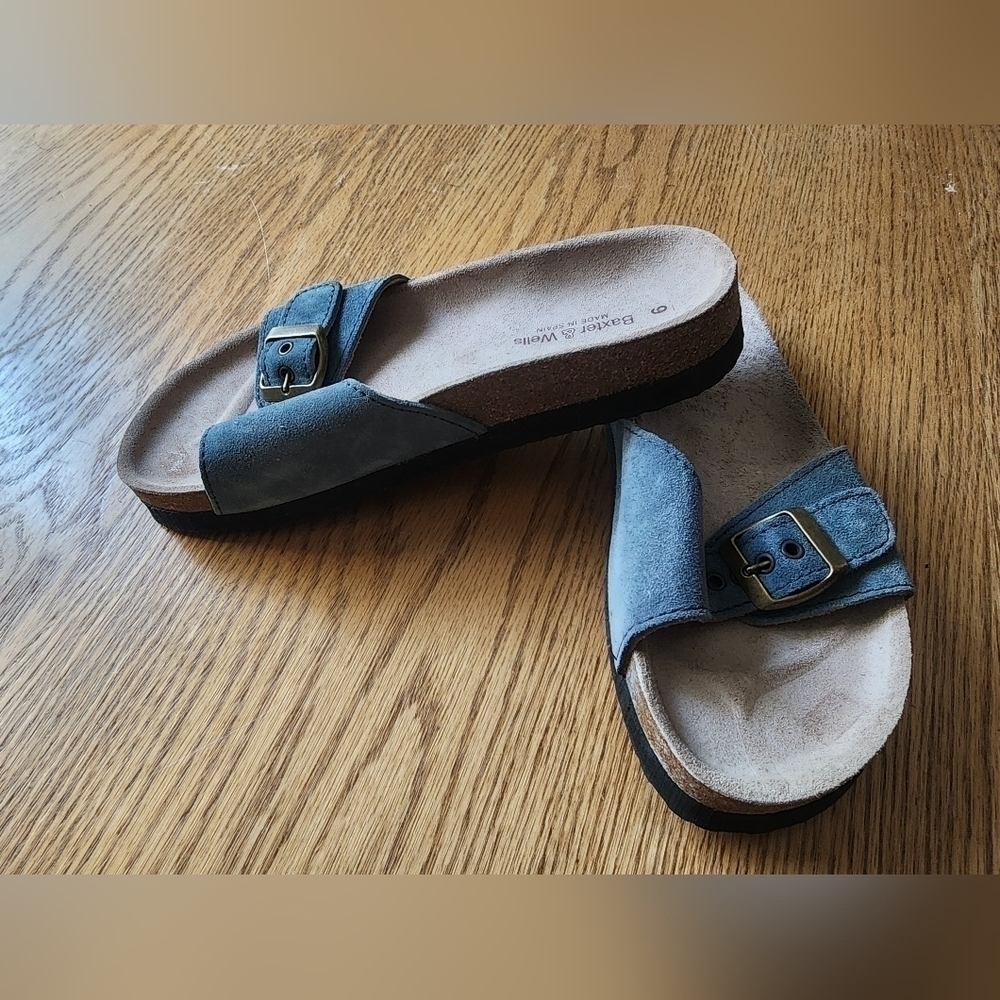 Baxter & Wells Made In Spain (Like Birkenstocks) Blue Sandals Women's Si… - Picture 3 of 10